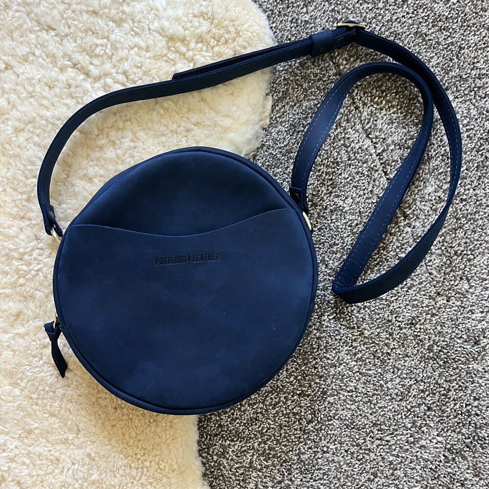 Portland Leather Goods Indigo Blue Circle Leather Crossbody Bag